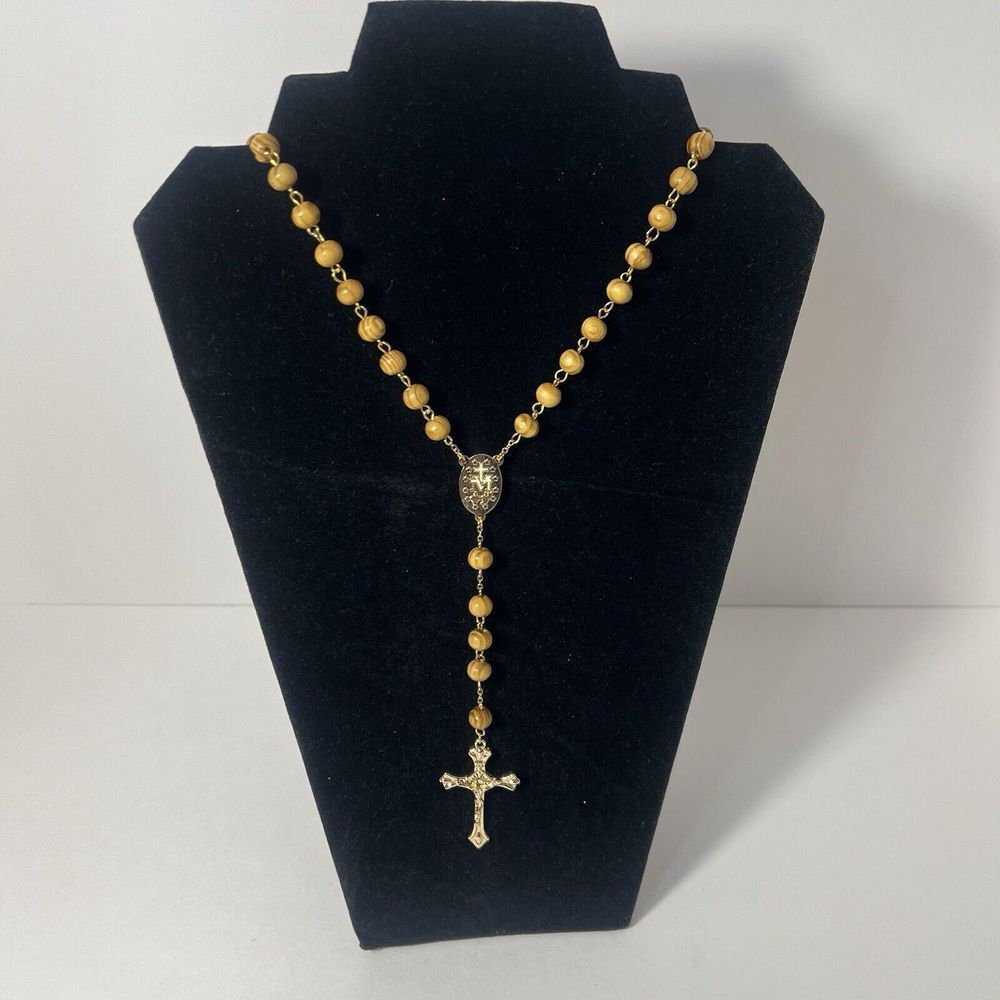 Rosary Beads Bead Wooden Crucifix Catholic Christian Religious Brand New